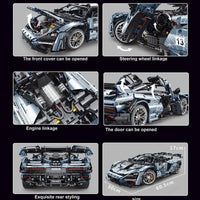 Thumbnail for Building Blocks MOC Motorized RC McLaren Senna Hypercar Bricks Toy T5013A - 3