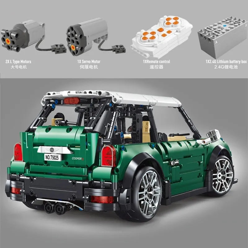 Building Blocks MOC Motorized RC MINI Cooper S Sports Car Bricks Toys T5025A - 7