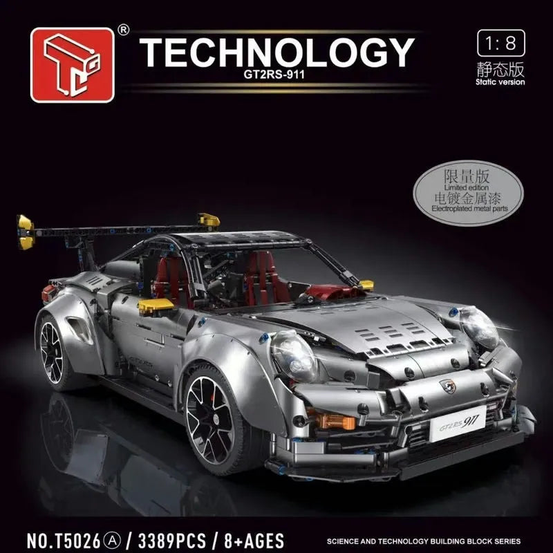 skelet Derbeville test petulance MOC Motorized RC Porsche 911 GT2 RS Sports Car Bricks Toy