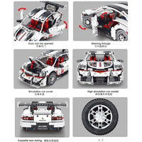 Thumbnail for Building Blocks MOC Motorized RC Porsche 911 RSR Sports Car Bricks Toy T2008 - 3