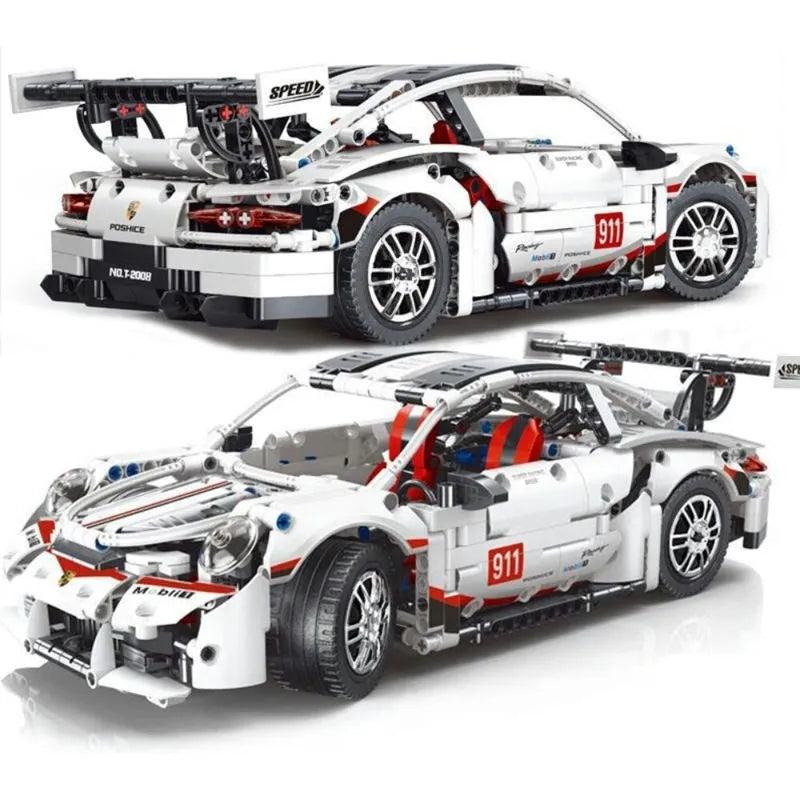 Building Blocks MOC Motorized RC Porsche 911 RSR Sports Car Bricks Toy T2008 - 5