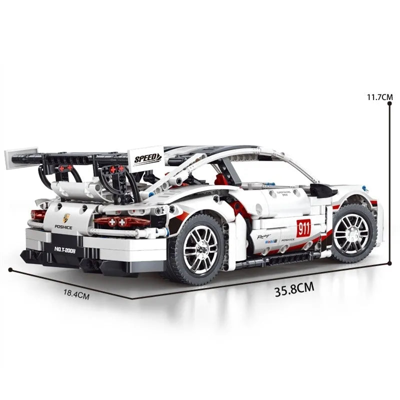 Building Blocks MOC Motorized RC Porsche 911 RSR Sports Car Bricks Toy T2008 - 1