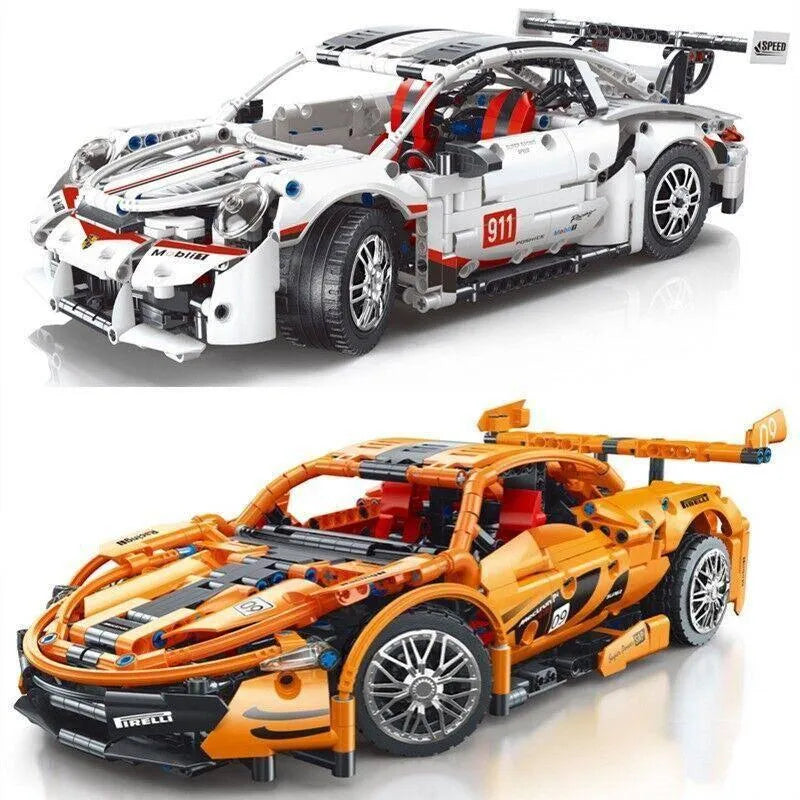 MOC Motorized RC Porsche 911 RSR Sports Car Bricks Toy T2008