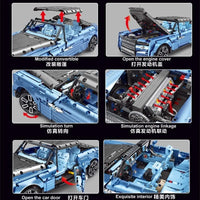Thumbnail for Building Blocks MOC Motorized RC RR Boat Tail Classic Luxury Car Bricks Toy - 5