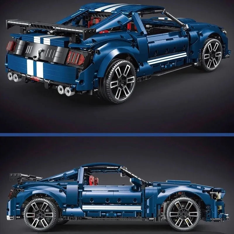 Building Blocks MOC Motorized RC Shelby GT500 Classic Racing Car Bricks Toy - 3