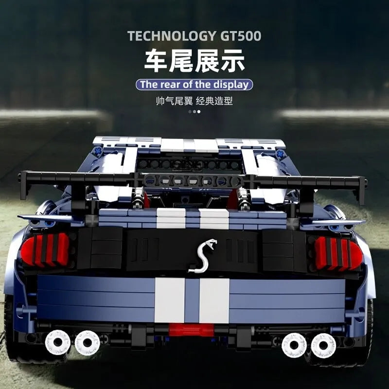Building Blocks MOC Motorized RC Shelby GT500 Classic Racing Car Bricks Toy - 5