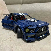 Thumbnail for Building Blocks MOC Motorized RC Shelby GT500 Classic Racing Car Bricks Toy - 9