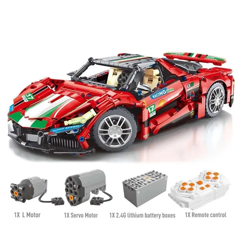 Building Blocks MOC Motorized Supercar RC Sports Racing Car Bricks Toy Construction Set Toys - 1