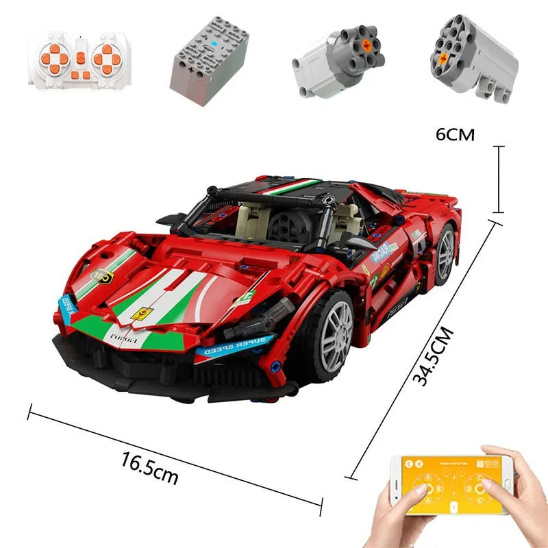 Building Blocks MOC Motorized Supercar RC Sports Racing Car Bricks Toy - 8