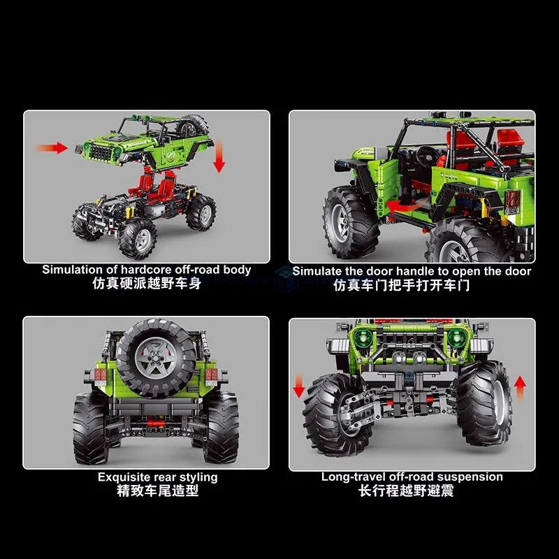 Building Blocks MOC Off-Road JEEP Wrangler Trailcat SUV Car Bricks Toy T5010A - 3