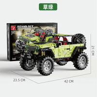 Thumbnail for Building Blocks MOC Off-Road JEEP Wrangler Trailcat SUV Car Bricks Toy T5010A - 7