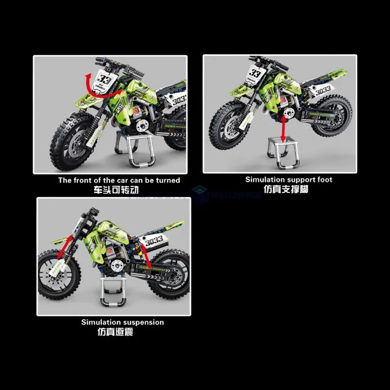 Building Blocks MOC Off - Road Kawasaki KX450 Motocross Bricks Toy T3033 - 9