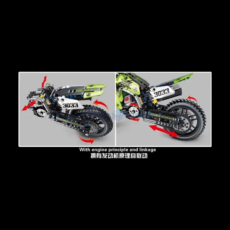 Building Blocks MOC Off - Road Kawasaki KX450 Motocross Bricks Toy T3033 - 10