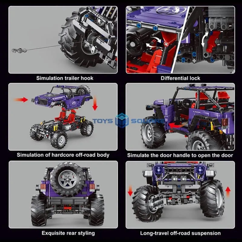 Building Blocks MOC Off-Road RC SUV JEEP Wrangler Trailcat Bricks Toy T5010B - 6