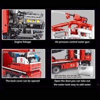 Thumbnail for Building Blocks MOC RC APP City Ladder Water Canon Fire Truck Rescue Bricks Toy - 4