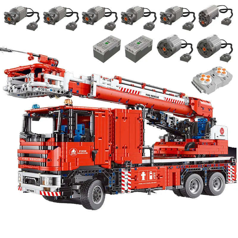 Building Blocks MOC RC APP City Ladder Water Canon Fire Truck Rescue Bricks Toy - 1