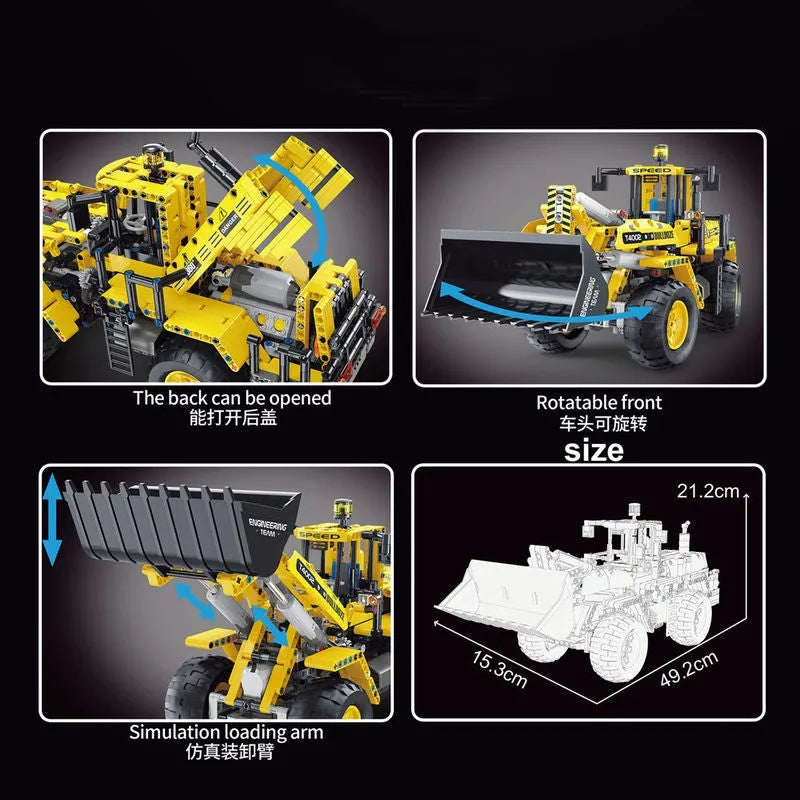 Building Blocks MOC RC APP Front Loader Tractor Truck Bricks Toys - 5