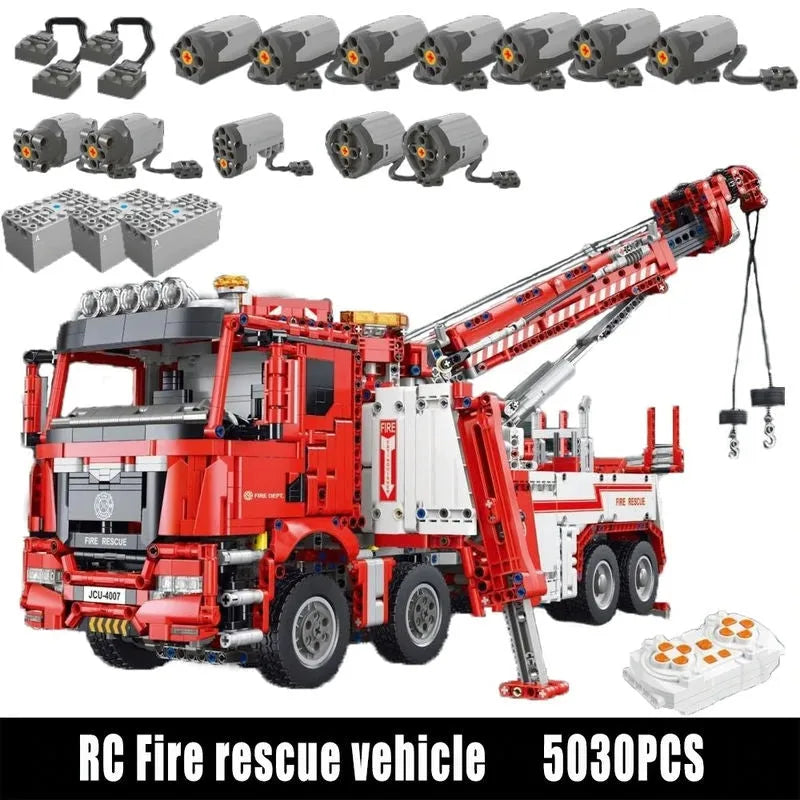 Building Blocks MOC RC APP Heavy Fire Rescue Truck Bricks Toys - 1