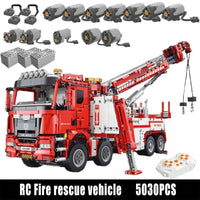 Thumbnail for Building Blocks MOC RC APP Heavy Fire Rescue Truck Bricks Toys - 1