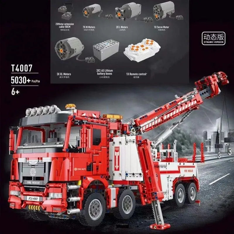 Building Blocks MOC RC APP Heavy Fire Rescue Truck Bricks Toys - 2