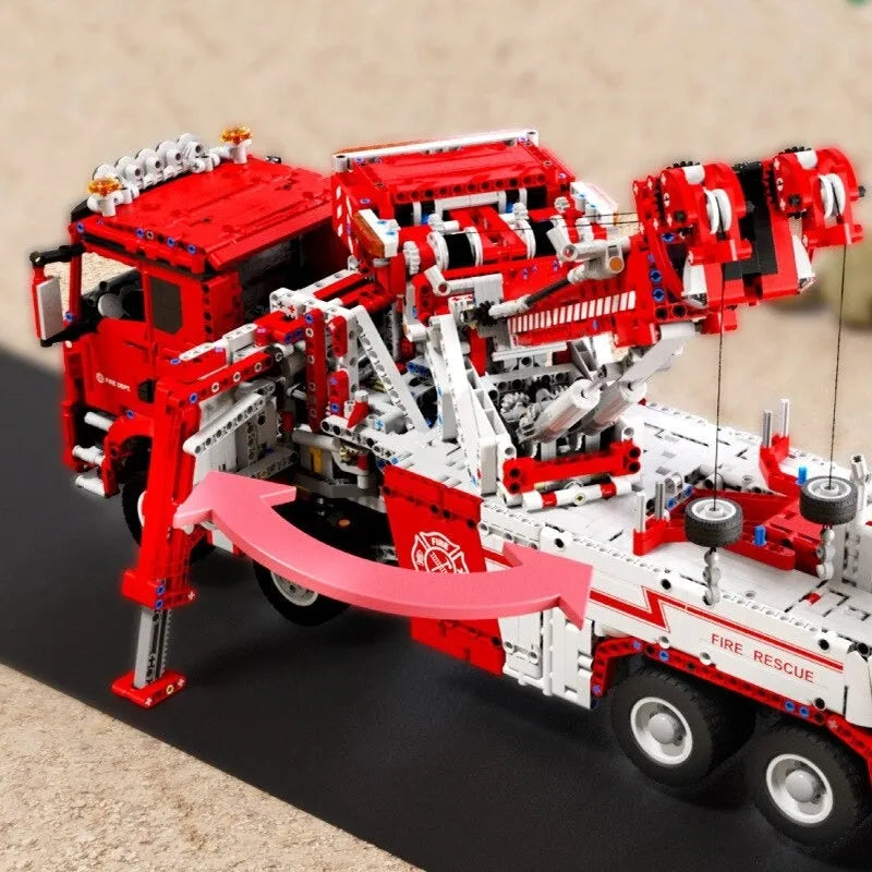 Building Blocks MOC RC APP Heavy Fire Rescue Truck Bricks Toys - 11