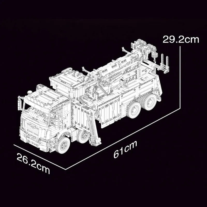 Building Blocks MOC RC APP Heavy Fire Rescue Truck Bricks Toys - 8
