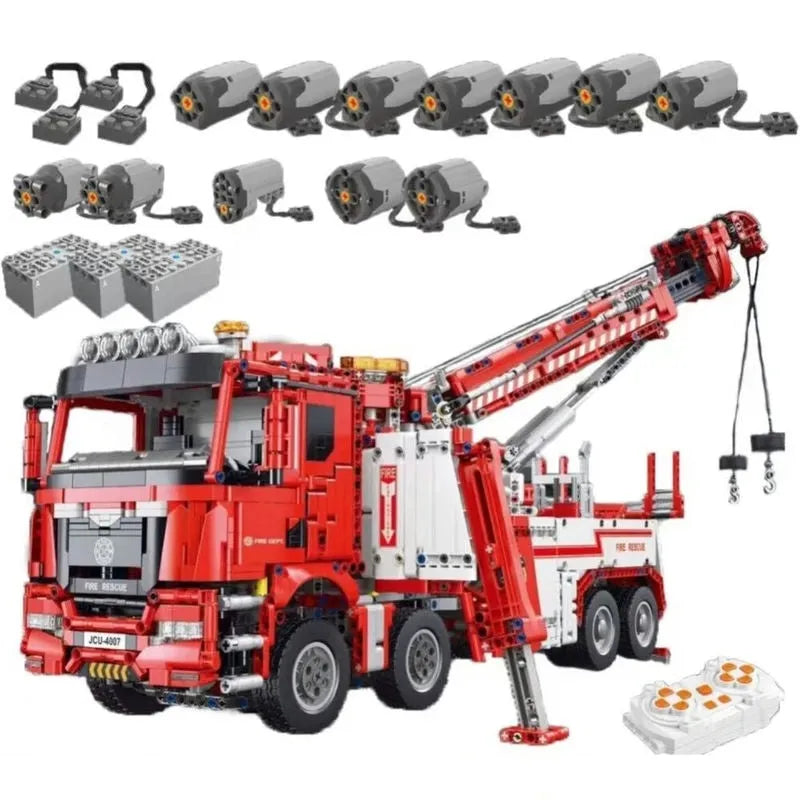 Building Blocks MOC RC APP Heavy Fire Rescue Truck Bricks Toys - 4