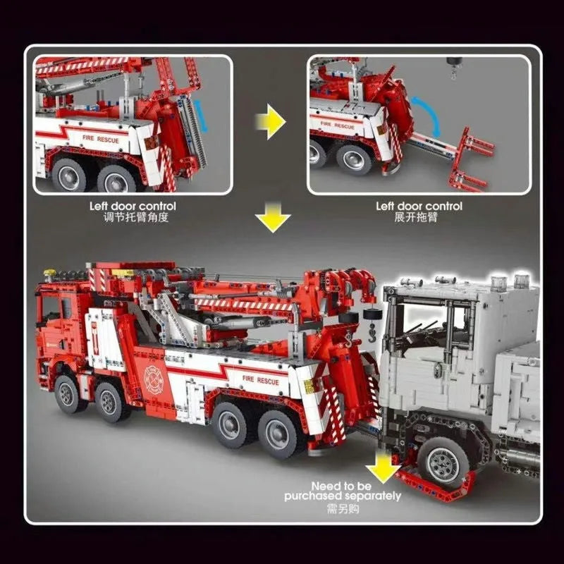 Building Blocks MOC RC APP Heavy Fire Rescue Truck Bricks Toys - 5