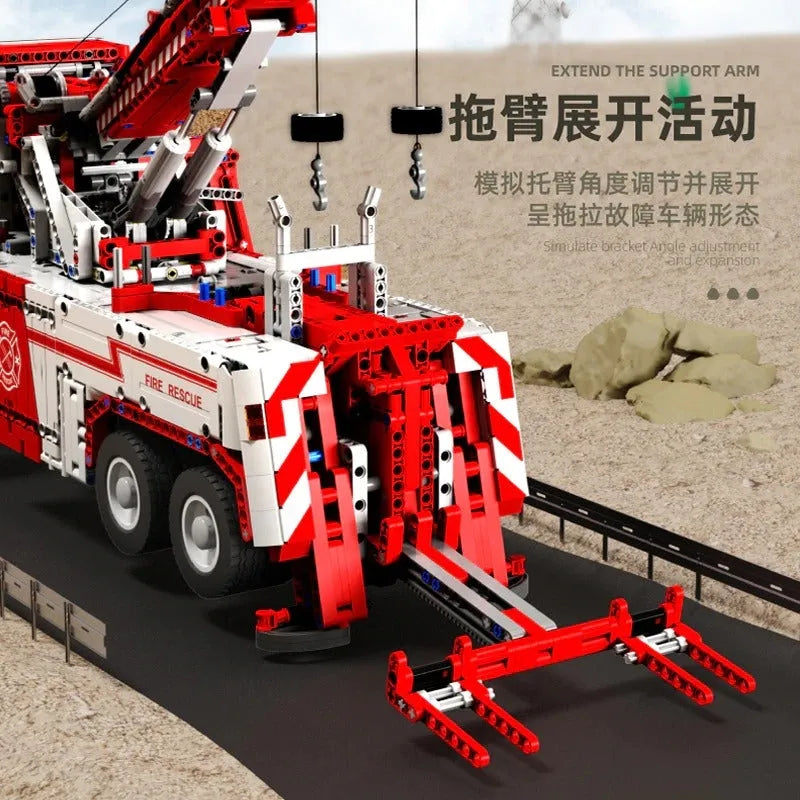 Building Blocks MOC RC APP Heavy Fire Rescue Truck Bricks Toys - 10