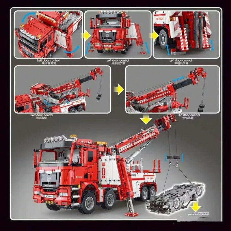 Building Blocks MOC RC APP Heavy Fire Rescue Truck Bricks Toys - 7