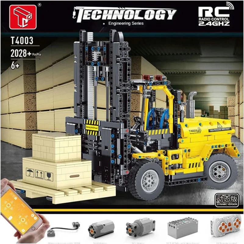 Building Blocks MOC RC Motorized Heavy Forklift Truck Bricks Toy T4003 - 7
