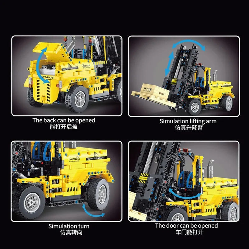 Building Blocks MOC RC Motorized Heavy Forklift Truck Bricks Toy T4003 - 5