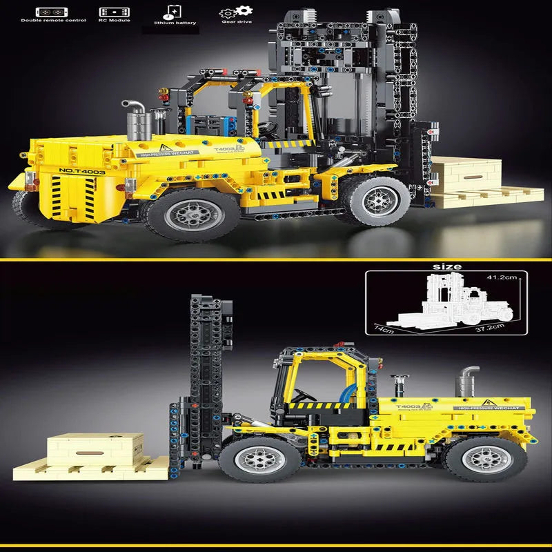 Building Blocks MOC RC Motorized Heavy Forklift Truck Bricks Toy T4003 Construction Set Toys - 6