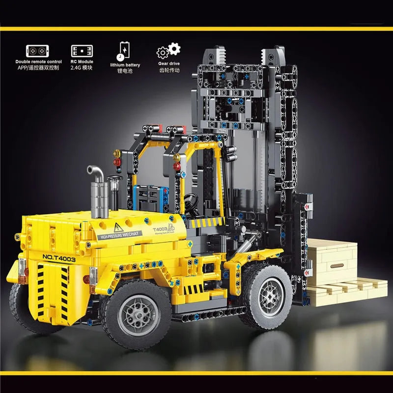 Building Blocks MOC RC Motorized Heavy Forklift Truck Bricks Toy T4003 Construction Set Toys - 3