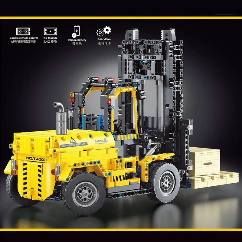 Building Blocks MOC RC Motorized Heavy Forklift Truck Bricks Toy T4003 - 3