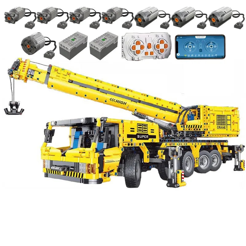 Building Blocks MOC RC Motorized Heavy Lift Crane Truck Bricks Toy T4004 - 1