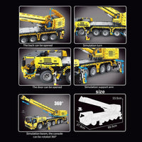 Thumbnail for Building Blocks MOC RC Motorized Heavy Lift Crane Truck Bricks Toy T4004 - 7