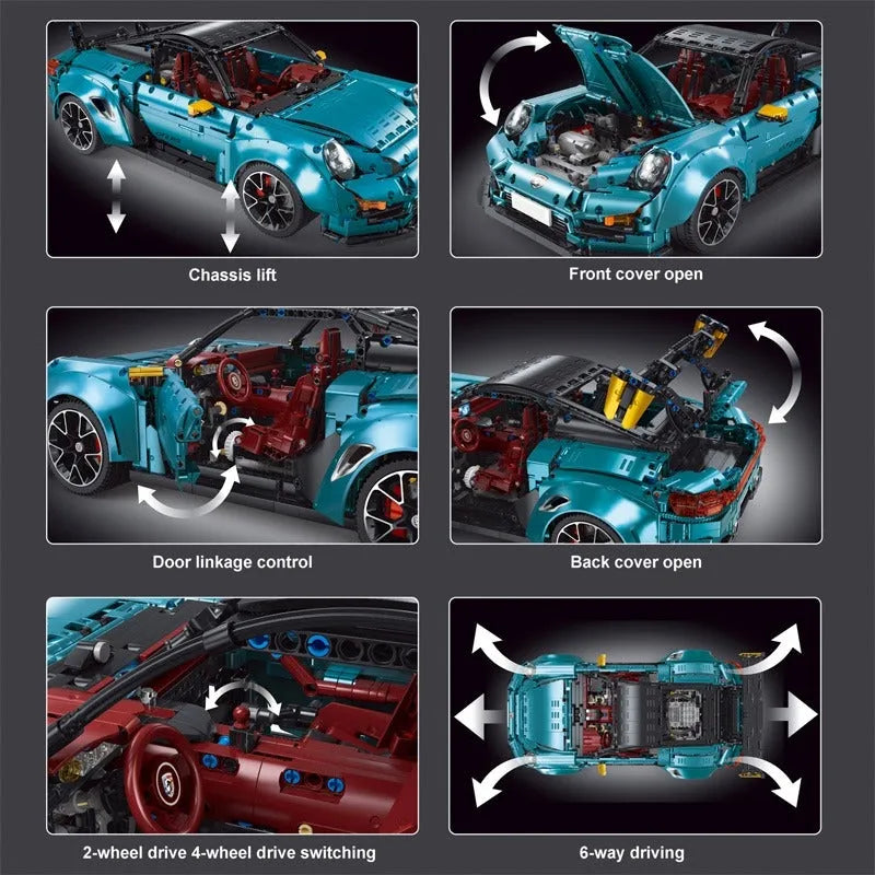 Building Blocks MOC RC Motorized Porsche 911 GT2 RS Sports Car Bricks Toy - 8