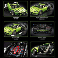 Thumbnail for Building Blocks MOC RC Supercar Sports Racing Car Bricks Toy T5028 Construction Set Toys - 4