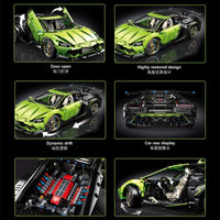 Thumbnail for Building Blocks MOC RC Supercar Sports Racing Car Bricks Toy T5028 - 4
