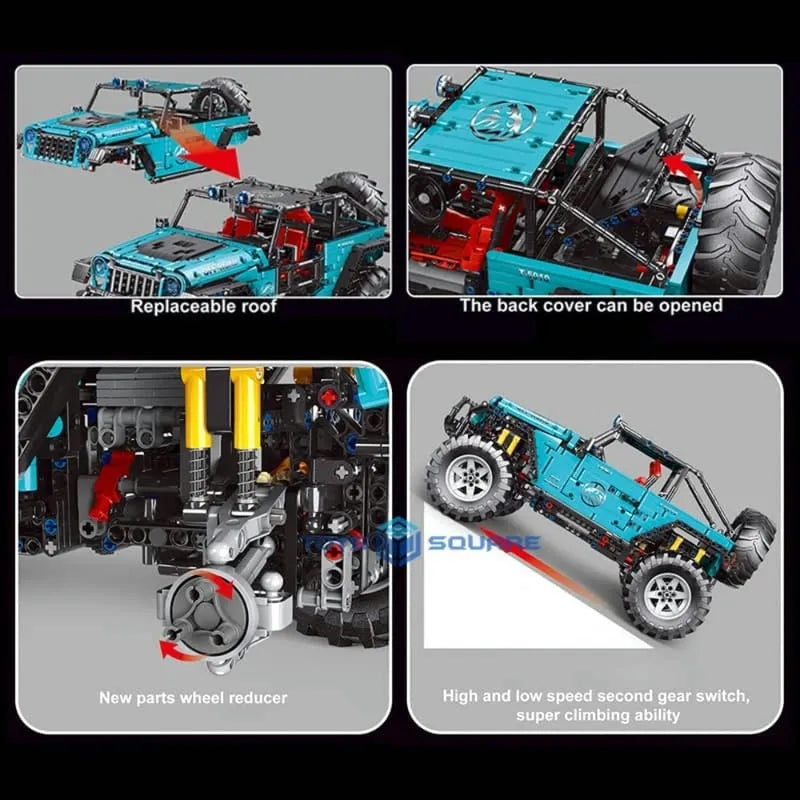 Building Blocks MOC RC SUV Off-Road JEEP Wrangler Trailcat Bricks Toys - 10