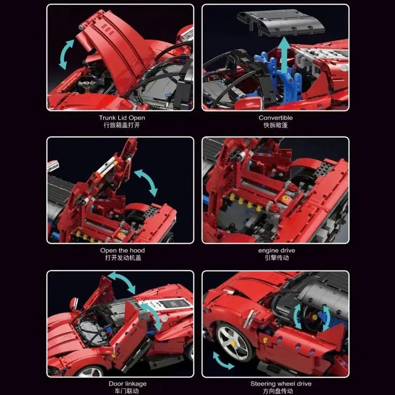 Building Blocks MOC Super Ferrari SP3 Racing Sports Car Bricks Toys T5032 - 4