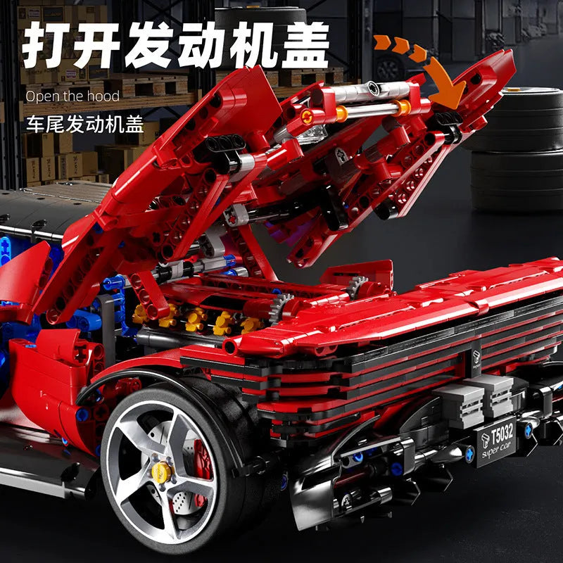 Building Blocks MOC Super Ferrari SP3 Racing Sports Car Bricks Toys T5032 Construction Set Toys - 7