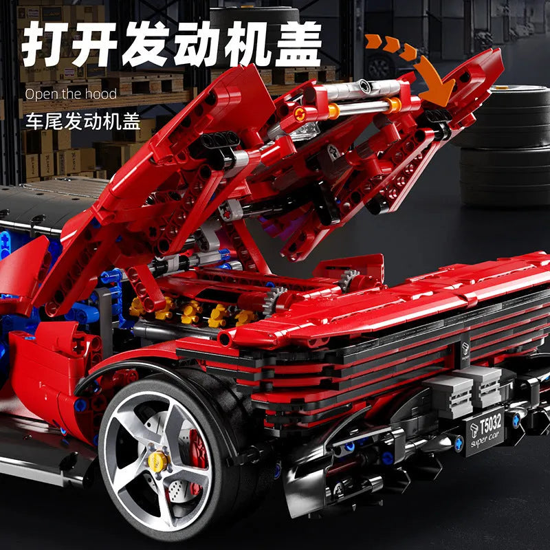 Building Blocks MOC Super Ferrari SP3 Racing Sports Car Bricks Toys T5032 - 7