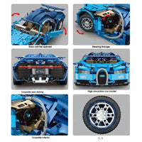 Thumbnail for Building Blocks MOC T2006 Bugatti Chiron Super Racing Car Bricks Toys - 10