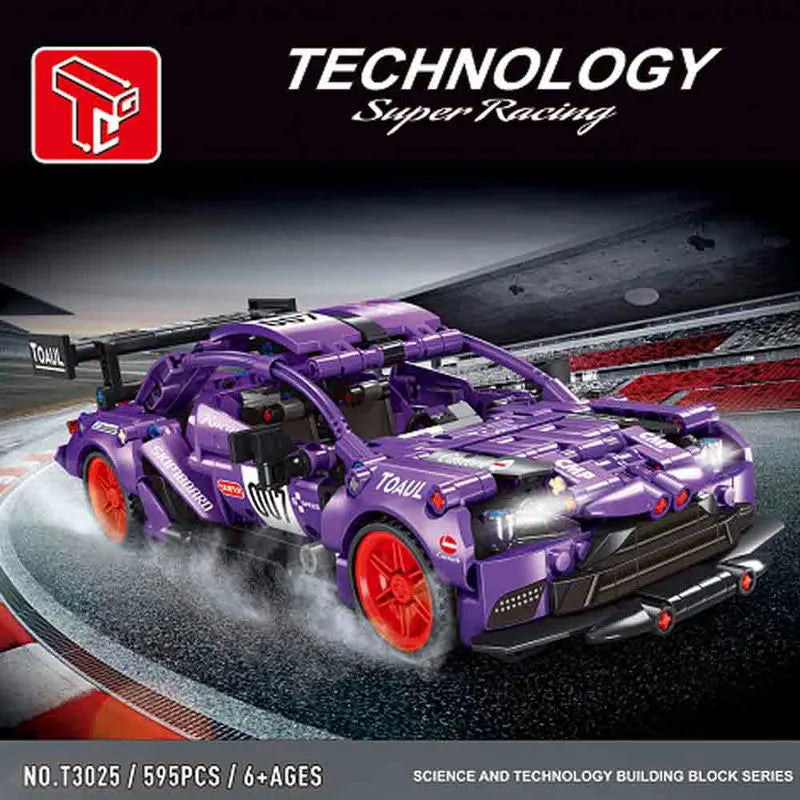 Building Blocks MOC T3025 Purple Supercar Super Sports Car Bricks Toy - 1