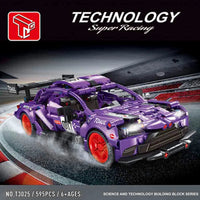 Thumbnail for Building Blocks MOC T3025 Purple Supercar Super Sports Car Bricks Toy Construction Set Toys - 1