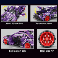 Thumbnail for Building Blocks MOC T3025 Purple Supercar Super Sports Car Bricks Toy - 4