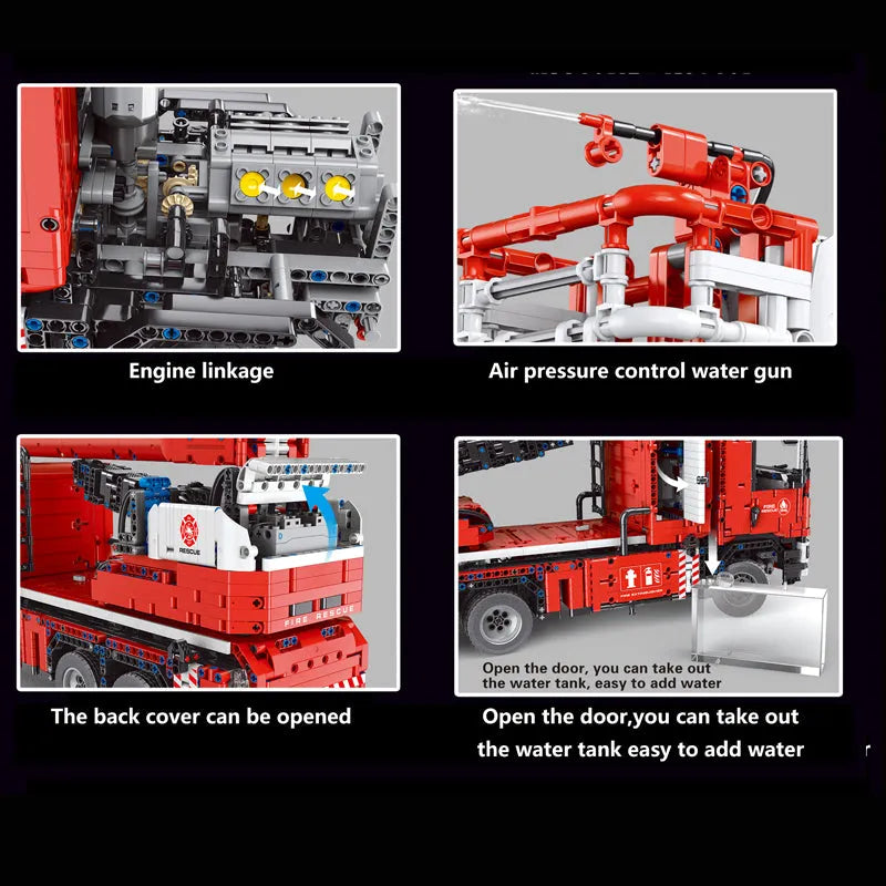 Building Blocks MOC T4008 RC APP Fire Water City Rescue Truck Bricks Toy Construction Set Toys - 3
