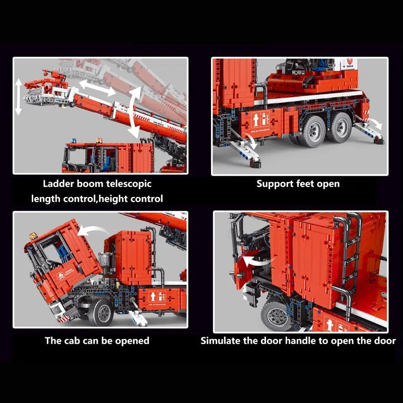 Building Blocks MOC T4008 RC APP Fire Water City Rescue Truck Bricks Toy Construction Set Toys - 5